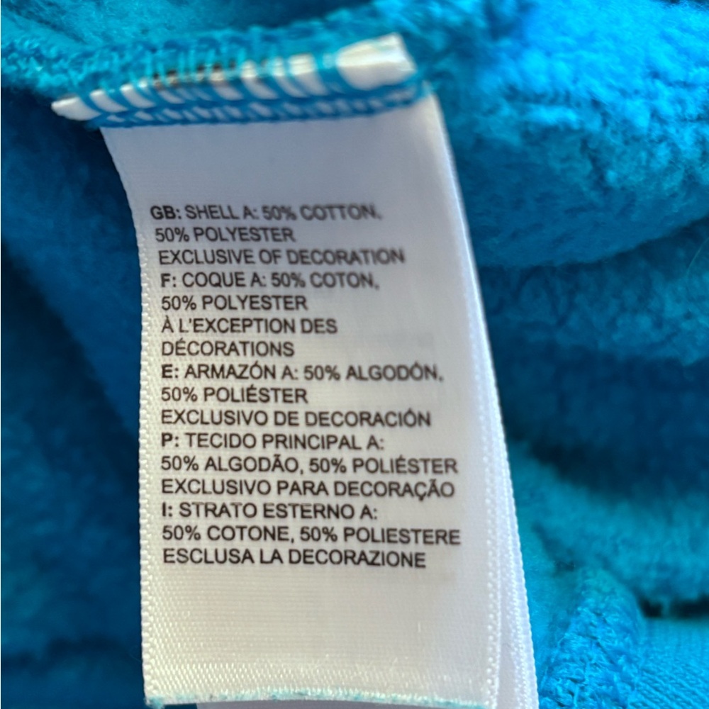 The North Face Distorted HD Logo Hoodie Mens Lg Aqua Blue Pullover Sweatshirt - Picture 8 of 8